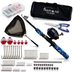 Kids Fishing Pole and Tackle Box Kit - Complete Fishing Kit for Beginners | Rod, Reel, Net, Fish Hook Remover Pliers & Carry Bag Included, Hands-Free Experience for Boys & Girls Kids Fishing Pole and Tackle Box Kit - Complete Fishing Kit for Beginners | Rod, Reel, Net, Fish Hook Remover Pliers & Carry Bag Included, Hands-Free Experience for Boys & Girls