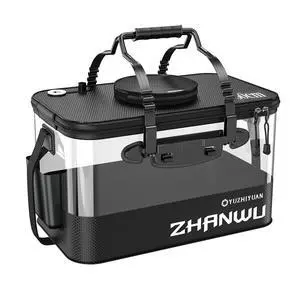 Fishing Bucket Foldable, 6Gallon/10Gallon Live Bait Bucket,Thickened EVA Transparent Lid Live Fish Container with Aeration Hole, Live Bait Bucket for Camping, Fishing Day(Black) Fishing Bucket Foldable, 6Gallon/10Gallon Live Bait Bucket,Thickened EVA Transparent Lid Live Fish Container with Aeration Hole, Live Bait Bucket for Camping, Fishing Day(Black)