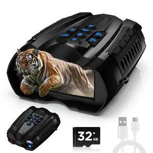 Night Vision Goggles, 4K Binoculars with Camera, 3.5" HD Display and 32GB TF Card, 9 Gear Night Vision, 16X Digital Zoom, 5000mAh Battery Nightvision Night Vision Goggles, 4K Binoculars with Camera, 3.5" HD Display and 32GB TF Card, 9 Gear Night Vision, 16X Digital Zoom, 5000mAh Battery Nightvision