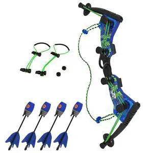 HyperStrike Dominator Bow Pack - 1 Blue Dominator Bow, 4 Blue Zonic Whistle Arrows, 1 Set of Bungee Replacement and 1 Shoulder Strap - Great for Long Range Outdoor Play, for Ages 14 and Up HyperStrike Dominator Bow Pack - 1 Blue Dominator Bow, 4 Blue Zonic Whistle Arrows, 1 Set of Bungee Replacement and 1 Shoulder Strap - Great for Long Range Outdoor Play, for Ages 14 and Up