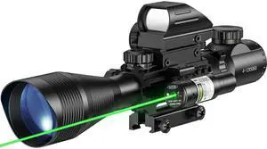Riflescope Combo 4-12x50EG Dual Illuminated Optics & IIIA/2MW Laser Sight & 4 Holographic Reticle Red/Green Dot Sight & 20mm Scope Mount Riflescope Combo 4-12x50EG Dual Illuminated Optics & IIIA/2MW Laser Sight & 4 Holographic Reticle Red/Green Dot Sight & 20mm Scope Mount