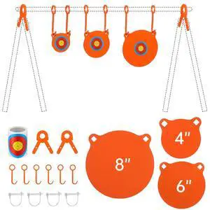 1/2 3/8 Inch Thick Ar500 Steel Target Combo Set, Gong with 100 Paper Targets & Hanging Kit, Neon Color, Hooks, Lock Pins, Leg Brackets for 1 Inch Od EMT Conduit 1/2 3/8 Inch Thick Ar500 Steel Target Combo Set, Gong with 100 Paper Targets & Hanging Kit, Neon Color, Hooks, Lock Pins, Leg Brackets for 1 Inch Od EMT Conduit