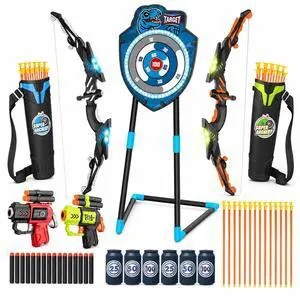 2 Pack Kids LED Bow and Arrow Set with Standing Target, 20 Suction Cup Arrows, 2 Quivers & Foam Dart Toys, Indoor Outdoor Archery Toy Gift for Boys Girls Ages 3-12 2 Pack Kids LED Bow and Arrow Set with Standing Target, 20 Suction Cup Arrows, 2 Quivers & Foam Dart Toys, Indoor Outdoor Archery Toy Gift for Boys Girls Ages 3-12