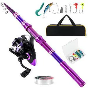 Fishing Rod and Reel Combos, Carbon Fiber Telescopic Fishing Pole Kit with Spinning Reel, Fishing Line, Fishing Lures, Travel Bag for Woman Girl Beginner Saltwater Freshwater Fishing Rod and Reel Combos, Carbon Fiber Telescopic Fishing Pole Kit with Spinning Reel, Fishing Line, Fishing Lures, Travel Bag for Woman Girl Beginner Saltwater Freshwater