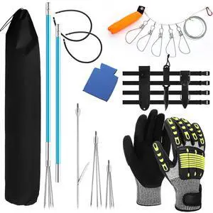 14 Pcs Hawaiian Sling Fishing Spear Set Fiberglass Pole Spear with 3 Prong Tips Diving Lobster Knife with Holster 2 Sheath 2 Pairs Leg Straps Fish Buckle for Diving Spearfishing (Sky Blue) 14 Pcs Hawaiian Sling Fishing Spear Set Fiberglass Pole Spear with 3 Prong Tips Diving Lobster Knife with Holster 2 Sheath 2 Pairs Leg Straps Fish Buckle for Diving Spearfishing (Sky Blue)