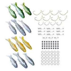 Soft Fishing Lure Kit: Lifelike Injured Minnow Soft Plastic Bait for Bass, Trout, Walleye & More Multi-Size Swimbait Fishing Lures, Hooks, and Hardware for Freshwater & Saltwater Soft Fishing Lure Kit: Lifelike Injured Minnow Soft Plastic Bait for Bass, Trout, Walleye & More Multi-Size Swimbait Fishing Lures, Hooks, and Hardware for Freshwater & Saltwater