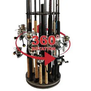 Fishing Rod Holder - 360 Spinning Rack for Garage Organization and Storage, Pole Holder for Reels, Gear, Accessories, Tackle Box Fishing Rod Holder - 360 Spinning Rack for Garage Organization and Storage, Pole Holder for Reels, Gear, Accessories, Tackle Box