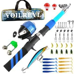 Collapsible Telescopic Fishing Rod and Reel Combo Push Button Small Fishing Pole Kit Beginner Youth Boys Fishing Starter Set Tackle Collapsible Telescopic Fishing Rod and Reel Combo Push Button Small Fishing Pole Kit Beginner Youth Boys Fishing Starter Set Tackle