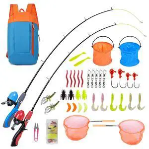 Kids Fishing Pole Kit 2 Pack, Portable Telescopic Kids Fishing Rod with Tackle Box, 2 Fishing Net and 2 Bucket for Beginners, Boys,Girls,Youth Kids Fishing Pole Kit 2 Pack, Portable Telescopic Kids Fishing Rod with Tackle Box, 2 Fishing Net and 2 Bucket for Beginners, Boys,Girls,Youth