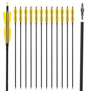 31" Carbon Hunting Arrows with 5" Turkey Feathers, Pack of 12 | Spine 500, Archery Target Practice, For Recurve Bow and Long Bow 31" Carbon Hunting Arrows with 5" Turkey Feathers, Pack of 12 | Spine 500, Archery Target Practice, For Recurve Bow and Long Bow