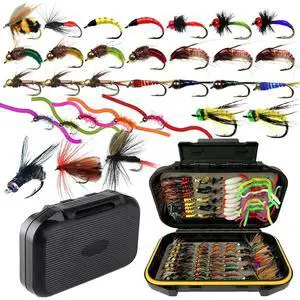 OutdoorFishing Fly Fishing Flies Kit Fly Assortment Trout Bass Fishing with Fly Box, 33/48/72/100/114/148pcs with Dry/Wet Flies, Nymphs, Streamers, Popper OutdoorFishing Fly Fishing Flies Kit Fly Assortment Trout Bass Fishing with Fly Box, 33/48/72/100/114/148pcs with Dry/Wet Flies, Nymphs, Streamers, Popper