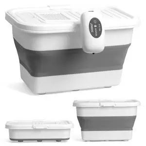 Live Bait or Fish Bucket with Aerator, 14 Quarts Multi-Function Collapsible Fishing Container Box with Rechargeable Air Pump Live Bait or Fish Bucket with Aerator, 14 Quarts Multi-Function Collapsible Fishing Container Box with Rechargeable Air Pump