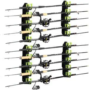 Fishing Rod Holders, Fishing Pole Holders for Garage, Wall or Ceiling Mounted Fishing Rod Rack Holds Up to 10 Rods(2 Pack) Fishing Rod Holders, Fishing Pole Holders for Garage, Wall or Ceiling Mounted Fishing Rod Rack Holds Up to 10 Rods(2 Pack)
