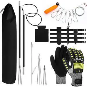 14 Pcs Hawaiian Sling Fishing Spear Set Fiberglass Pole Spear with 3 Prong Tips Diving Lobster Knife with Holster 2 Sheath 2 Pairs Leg Straps Fish Buckle for Diving Spearfishing(Black) 14 Pcs Hawaiian Sling Fishing Spear Set Fiberglass Pole Spear with 3 Prong Tips Diving Lobster Knife with Holster 2 Sheath 2 Pairs Leg Straps Fish Buckle for Diving Spearfishing(Black)