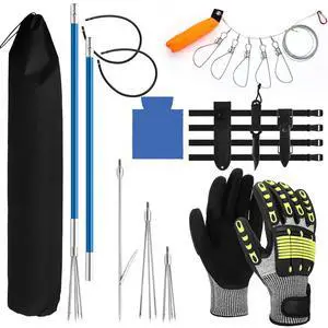 14 Pcs Hawaiian Sling Fishing Spear Set Fiberglass Pole Spear with 3 Prong Tips Diving Lobster Knife with Holster 2 Sheath 2 Pairs Leg Straps Fish Buckle for Diving Spearfishing(Dark Blue) 14 Pcs Hawaiian Sling Fishing Spear Set Fiberglass Pole Spear with 3 Prong Tips Diving Lobster Knife with Holster 2 Sheath 2 Pairs Leg Straps Fish Buckle for Diving Spearfishing(Dark Blue)