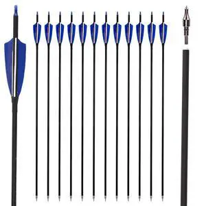 30" Carbon Arrows, Archery Target Practice Hunting Arrows,12 Pack | 4" Turkey Feather, Spine 500, for Recurve & Long Bow 30" Carbon Arrows, Archery Target Practice Hunting Arrows,12 Pack | 4" Turkey Feather, Spine 500, for Recurve & Long Bow