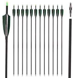 30" Carbon Arrows, Archery Target Practice Hunting Arrows,12 Pack | 4" Turkey Feather, Spine 500, for Recurve & Long Bow 30" Carbon Arrows, Archery Target Practice Hunting Arrows,12 Pack | 4" Turkey Feather, Spine 500, for Recurve & Long Bow