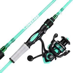 Spirit Flame Fishing Rod Reel Combo, Spinning Fishing Pole with Graphite 2Pc Blanks, Stainless Steel Guides Spirit Flame Fishing Rod Reel Combo, Spinning Fishing Pole with Graphite 2Pc Blanks, Stainless Steel Guides