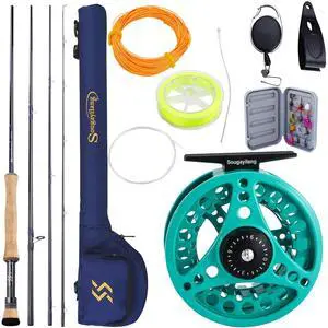 5/6 Weight 9ft Fly Rod, 4-Piece Graphite Rod, Die Cast Aluminum Reel, Carrying Case, Fly Box & Fishing Flies Combo Starter Kit 5/6 Weight 9ft Fly Rod, 4-Piece Graphite Rod, Die Cast Aluminum Reel, Carrying Case, Fly Box & Fishing Flies Combo Starter Kit