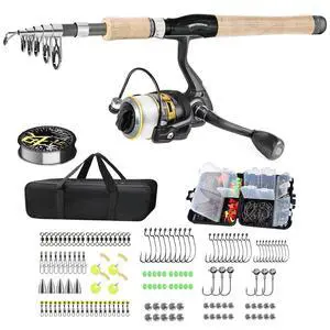 Carbon Fiber Fishing Pole Combo Set - 2.1m/6.89ft Spinning Reel, 145pcs Accessories Kit for Saltwater & Freshwater Fishing Carbon Fiber Fishing Pole Combo Set - 2.1m/6.89ft Spinning Reel, 145pcs Accessories Kit for Saltwater & Freshwater Fishing