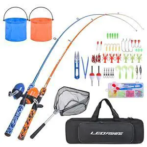Kids Fishing Pole Set with Full Starter Kits Portable Telescopic Fishing Rod and Spincast Reel with a Fishing Net and Bucket for Boys Girls and Youth Kids Fishing Pole Set with Full Starter Kits Portable Telescopic Fishing Rod and Spincast Reel with a Fishing Net and Bucket for Boys Girls and Youth