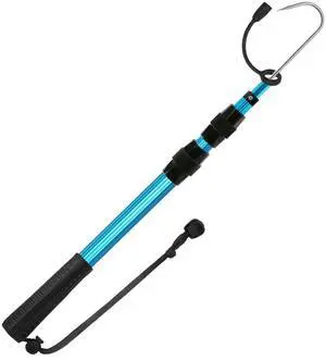 Telescopic Fishing Gaff, Aluminum Pole, Stainless Steel M8 Hook | Ultralight 4.62oz aluminum telescopic gaff (11.4"-24") with nonslip rubber handle, sharp stainless hook & safety lanyard Telescopic Fishing Gaff, Aluminum Pole, Stainless Steel M8 Hook | Ultralight 4.62oz aluminum telescopic gaff (11.4"-24") with nonslip rubber handle, sharp stainless hook & safety lanyard
