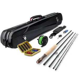 Fly Fishing Rod and Reel Combo Starter Kit, Fly Rod 4-Piece Carbon Fiber, Aluminum Fly Reel, 12Pcs Fly Flies, Fishing Line, Scissors, Premium Travel Case Portable Lightweight Fly Fishing Rod and Reel Combo Starter Kit, Fly Rod 4-Piece Carbon Fiber, Aluminum Fly Reel, 12Pcs Fly Flies, Fishing Line, Scissors, Premium Travel Case Portable Lightweight