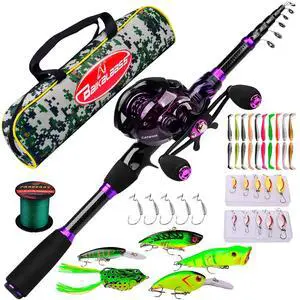 Fishing Rod and Reel Combo - 6.9ft Telescopic Spincast Rod with Left Handed Baitcasting Reel Combos - Sea Saltwater Freshwater Ice Bass Fishing Tackle Set - Fishing Rods Kit Fishing Rod and Reel Combo - 6.9ft Telescopic Spincast Rod with Left Handed Baitcasting Reel Combos - Sea Saltwater Freshwater Ice Bass Fishing Tackle Set - Fishing Rods Kit