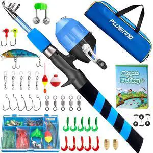 Kids Fishing Pole, Portable Telescopic Fishing Rod and Reel Combo Kit - with Spincast Fishing Reel Tackle Box for Boys, Girls, Youth Kids Fishing Pole, Portable Telescopic Fishing Rod and Reel Combo Kit - with Spincast Fishing Reel Tackle Box for Boys, Girls, Youth