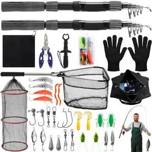 51 Pcs Fishing Rods Combo 6.89ft Telescopic Freshwater Pole Set with Plier Lip Gripper Lures Carrier Bag Pre Loaded Spinning Reel with Freshwater Rod Reel Kit Father Men Gift 51 Pcs Fishing Rods Combo 6.89ft Telescopic Freshwater Pole Set with Plier Lip Gripper Lures Carrier Bag Pre Loaded Spinning Reel with Freshwater Rod Reel Kit Father Men Gift