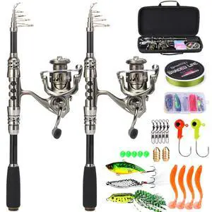 Fishing Rod and Reel Combo 5.9FT Telescopic Carbon Fiber Fishing Pole with 12+1 BB Spinning Reel, Saltwater Freshwater Kit Fishing Rod and Reel Combo 5.9FT Telescopic Carbon Fiber Fishing Pole with 12+1 BB Spinning Reel, Saltwater Freshwater Kit