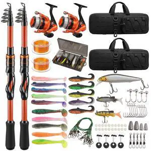 Fishing Rod and Reel Combos, Telescopic Fishing Rod, 2PCS Spinning Reel Set with Carrier Bag, Freshwater Fishing Rod and Reel Combos Kits for Saltwater and Freshwater Fishing Fishing Rod and Reel Combos, Telescopic Fishing Rod, 2PCS Spinning Reel Set with Carrier Bag, Freshwater Fishing Rod and Reel Combos Kits for Saltwater and Freshwater Fishing