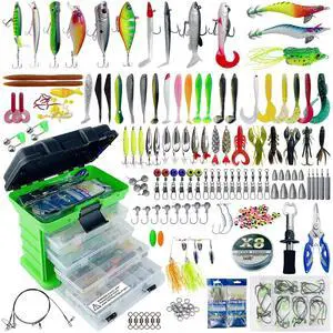 Fishing Lures Kit with Tackle Box Included Crankbait, Minnow, Spinnerbaits, Spoons, Soft Lures, Jigs, Hooks, Bait Rigs, Weights Sinkers, Topwater Lures Freshwater Saltwater 346/353Pcs Fishing Lures Kit with Tackle Box Included Crankbait, Minnow, Spinnerbaits, Spoons, Soft Lures, Jigs, Hooks, Bait Rigs, Weights Sinkers, Topwater Lures Freshwater Saltwater 346/353Pcs