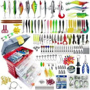 Fishing Lures Kit with Tackle Box Included Crankbait, Minnow, Spinnerbaits, Spoons, Soft Lures, Jigs, Hooks, Bait Rigs, Weights Sinkers, Topwater Lures Freshwater Saltwater 346/353Pcs Fishing Lures Kit with Tackle Box Included Crankbait, Minnow, Spinnerbaits, Spoons, Soft Lures, Jigs, Hooks, Bait Rigs, Weights Sinkers, Topwater Lures Freshwater Saltwater 346/353Pcs