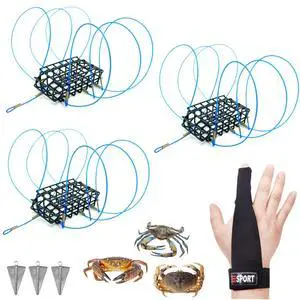 6-Loops Crab Trap for Fishing Pole, Crab Snare for Dungeness, Rock and Blue Crabs (3 Pack Cage) 6-Loops Crab Trap for Fishing Pole, Crab Snare for Dungeness, Rock and Blue Crabs (3 Pack Cage)