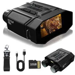 Night Vision Goggles with 4000mAh Rechargeable Battery & 32GB Card, Backlit Buttons Infrared Night Vision Binoculars, Gifts for Men/Dad/Husband/Him, Camping Gear (Black) Night Vision Goggles with 4000mAh Rechargeable Battery & 32GB Card, Backlit Buttons Infrared Night Vision Binoculars, Gifts for Men/Dad/Husband/Him, Camping Gear (Black)