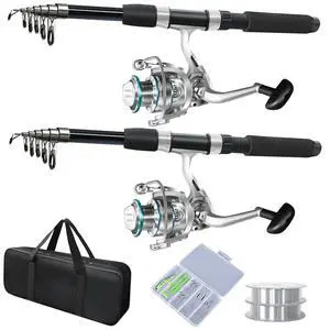 2PACK Fishing Pole Combo,Fishing Rod Combos with Telescopic Fishing Pole Spinning Reels Fishing Carrier Bag for Travel Saltwater Freshwater 2PACK Fishing Pole Combo,Fishing Rod Combos with Telescopic Fishing Pole Spinning Reels Fishing Carrier Bag for Travel Saltwater Freshwater