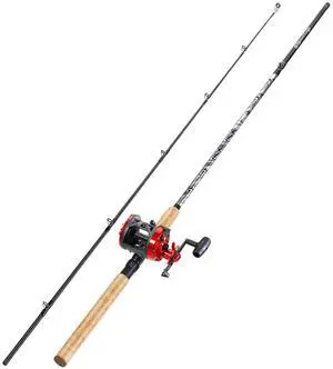 Fiberglass Fishing Rod Combo with Conventional Reel, Durable P-Cork Rod Handle, Medium Heavy for Catfish Salmon and Steelhead Fiberglass Fishing Rod Combo with Conventional Reel, Durable P-Cork Rod Handle, Medium Heavy for Catfish Salmon and Steelhead