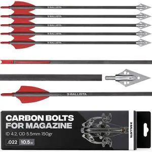 10.5" Crossbow Bolts Carbon Arrows, Half-Moon Nocks, OD 5.5mm for BAT Regular and Reverse with Magazine 10.5" Crossbow Bolts Carbon Arrows, Half-Moon Nocks, OD 5.5mm for BAT Regular and Reverse with Magazine