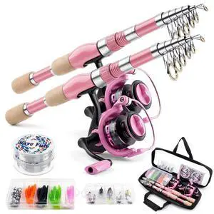 Telescopic Fishing Rod Reel Combo Pink Fishing Gear for Girls Women Men | 6.89FT Portable Collapsible Spinning Pole with Smooth Reel Lures Tackle Box Kit Travel Bag Saltwater Freshwater Angling Gift Telescopic Fishing Rod Reel Combo Pink Fishing Gear for Girls Women Men | 6.89FT Portable Collapsible Spinning Pole with Smooth Reel Lures Tackle Box Kit Travel Bag Saltwater Freshwater Angling Gift