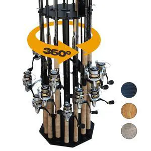 16-Rod Round Fishing Rod Holder for Garage, 360° Access Fishing Pole Holder for Fishing Rods, Reels, Gear, and Accessories, Securely Holds 16 Rods, Black 16-Rod Round Fishing Rod Holder for Garage, 360° Access Fishing Pole Holder for Fishing Rods, Reels, Gear, and Accessories, Securely Holds 16 Rods, Black