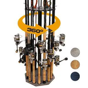 16-Rod Round Fishing Rod Holder for Garage, 360° Access Fishing Pole Holder for Fishing Rods, Reels, Gear, and Accessories, Securely Holds 16 Rods, Gray 16-Rod Round Fishing Rod Holder for Garage, 360° Access Fishing Pole Holder for Fishing Rods, Reels, Gear, and Accessories, Securely Holds 16 Rods, Gray