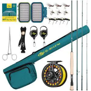 Fly Fishing Rod Combo Starter Kit Semi Gloss Green Jade Finish 24T Carbon Fiber Trout Travel Fly Rod with Reel,Fly Rod case,Fly Box, Flies,Tapered Leader,Knot Tying Tools Fly Fishing Rod Combo Starter Kit Semi Gloss Green Jade Finish 24T Carbon Fiber Trout Travel Fly Rod with Reel,Fly Rod case,Fly Box, Flies,Tapered Leader,Knot Tying Tools