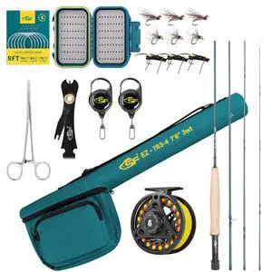 Fly Fishing Rod Combo Starter Kit Semi Gloss Green Jade Finish 24T Carbon Fiber Trout Travel Fly Rod with Reel,Fly Rod case,Fly Box, Flies,Tapered Leader,Knot Tying Tools Fly Fishing Rod Combo Starter Kit Semi Gloss Green Jade Finish 24T Carbon Fiber Trout Travel Fly Rod with Reel,Fly Rod case,Fly Box, Flies,Tapered Leader,Knot Tying Tools