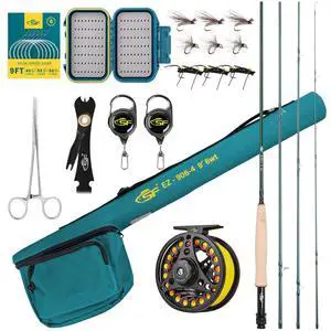 Fly Fishing Rod Combo Starter Kit Semi Gloss Green Jade Finish 24T Carbon Fiber Trout Travel Fly Rod with Reel,Fly Rod case,Fly Box, Flies,Tapered Leader,Knot Tying Tools Fly Fishing Rod Combo Starter Kit Semi Gloss Green Jade Finish 24T Carbon Fiber Trout Travel Fly Rod with Reel,Fly Rod case,Fly Box, Flies,Tapered Leader,Knot Tying Tools