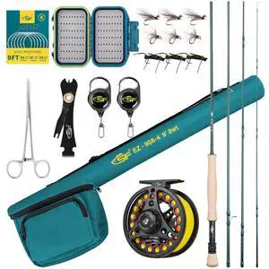 Fly Fishing Rod Combo Starter Kit Semi Gloss Green Jade Finish 24T Carbon Fiber Trout Travel Fly Rod with Reel,Fly Rod case,Fly Box, Flies,Tapered Leader,Knot Tying Tools Fly Fishing Rod Combo Starter Kit Semi Gloss Green Jade Finish 24T Carbon Fiber Trout Travel Fly Rod with Reel,Fly Rod case,Fly Box, Flies,Tapered Leader,Knot Tying Tools
