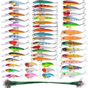 Fishing Lures Kit Mixed Including Minnow Popper Crank Baits with Hooks for Saltwater Freshwater Trout Bass Salmon Fishing Fishing Lures Kit Mixed Including Minnow Popper Crank Baits with Hooks for Saltwater Freshwater Trout Bass Salmon Fishing