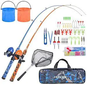 Kids Fishing Pole Set with Full Starter Kits 2 Set Portable Telescopic Fishing Rod and Spincast Reel Cambos with a Fishing Net and 2 Buckets for Boys Girls and Youth Kids Fishing Pole Set with Full Starter Kits 2 Set Portable Telescopic Fishing Rod and Spincast Reel Cambos with a Fishing Net and 2 Buckets for Boys Girls and Youth