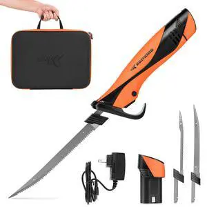 Speed Demon Pro Lithium-ion Electric Fillet Knife - Cordless Rechargeable Fishing Knife with 2 Blades, High Torque Motor with Extended Battery Life, Ergonomic Handle and Custom Carry Case Speed Demon Pro Lithium-ion Electric Fillet Knife - Cordless Rechargeable Fishing Knife with 2 Blades, High Torque Motor with Extended Battery Life, Ergonomic Handle and Custom Carry Case