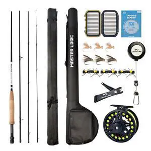 Fly Fishing Rod and Reel Combo Starter Kit, Graphite Fly Rod with Cork Handle, Die Cast Aluminum Reel, Fly Box Case & Fishing Flies and Carrying Case and Accessories Fly Fishing Rod and Reel Combo Starter Kit, Graphite Fly Rod with Cork Handle, Die Cast Aluminum Reel, Fly Box Case & Fishing Flies and Carrying Case and Accessories